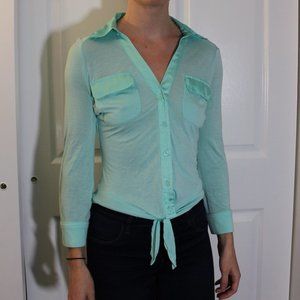 Turquoise button up with tie
